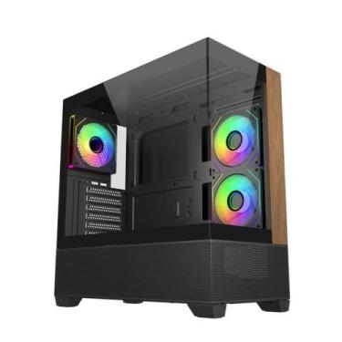 Imagem de Gabinete Cooler Master Elite 690 Wood Atx Mid Tower Lateral De Vidro T