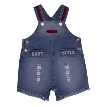 Imagem de Macacão Curto Bebê Jeans Sonho Magico, M, Jeans