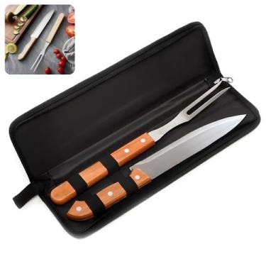 Imagem de Kit Churrasco Completo com Faca 8" e Garfo Trinchante em Estojo de Nyl