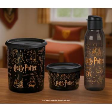 Imagem de Kit Tupperware Harry Potter Preto e Dourado 3 peças