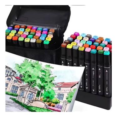 Imagem de Super Kit Canetinhas Profissional Ponta Dupla 60 pcs 1°linha
