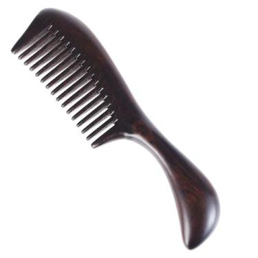 Imagem de Pente de cabelo único ou feito à mão em sândalo preto 100% natural - O