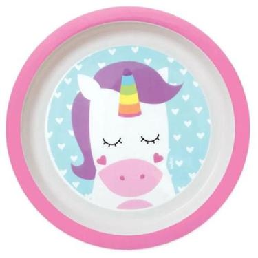Imagem de Prato Pratinho Refeição Raso Infantil para Bebês Baby Buba Cor:Unicórn
