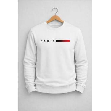 Imagem de Blusa Moletom Paris Gola Redonda Blusa De Frio Unissex Algodão Casaco 