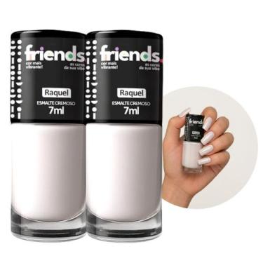 Imagem de Kit 2 Esmalte Cremoso Branco Raquel Friends 7ml Cor Vibrante
