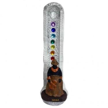 Imagem de Incensario 7 Chakras Branco Xangô marrom 22 cm em Resina - Lua Mistica
