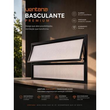 Imagem de Vitro Basculante Janela 40x100 Preto Vidro Canelado - Variadas