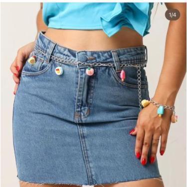 Imagem de Saia curta  maricota feminino azul jeans  tam p - MARICOTA  , M