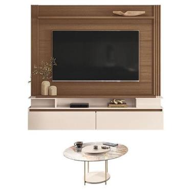Imagem de Home Suspenso Astor Castanho Off White com Mesa de Centro Sky com tamp