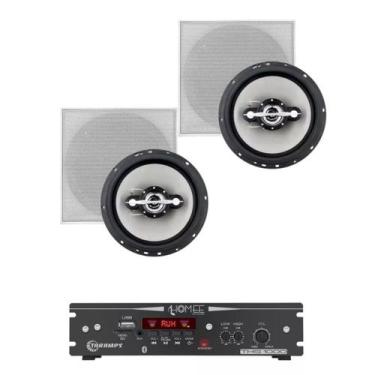 Imagem de Kit Amplificador Ths 1000 Taramps + 2 Arandela 140w Branca Quadrada Le