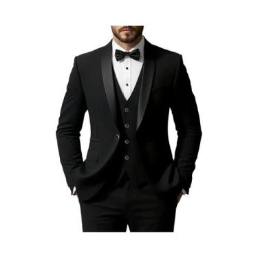 Imagem de Conjunto De Terno Masculino Fashionável De 3 Peças, Jaqueta, Colete E 