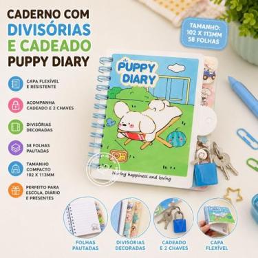 Imagem de CADERNETA COM DIVISORIAS E CADEADO PUPPY DIARY Cor:Azul - Clube da Lal