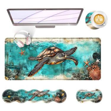 Imagem de Conjunto de Mouse Pad XL BFUKVOU 80x30cm Ergonômico 4 Peças
