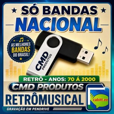 Imagem de Pen drive 8gb com Músicas = Playlist Só Bandas Nacional - Anos 70 á 00