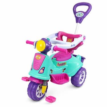 Imagem de Triciclo Infantil Avespa 2 em 1 com Haste Direcionável Proteção Apoio 