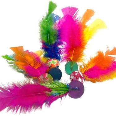 Imagem de Kit 12 Brinquedo Para Gato Bolinha Ping Pula Penas Premium - MRpet