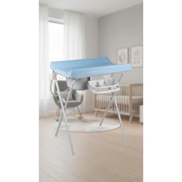 Imagem de Banheira Com Trocador Dobrável e Suporte 25L - Azul - Congratulations 