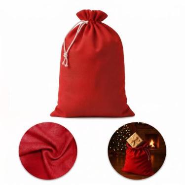 Imagem de Saco Vermelho 90x70 cm com Cordão para Presentes Natalinos Festas e Co