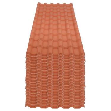 Imagem de Kit com 20 Telha PVC Plan Cerâmica 2,42 Metros x 88cm com 6 Ondas Terr