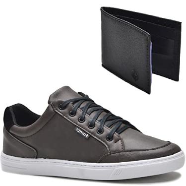 Imagem de Kit Tênis + Carteira Form's Masculino Couro Casual Cor:Marrom;Tamanho:36