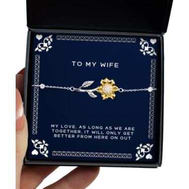 Imagem de SpreadPassion Presentes de esposa para esposa, meu amor, as longas quanto estamos juntos, ele só vai receber, pulseira inspiradora de girassol para esposa, joias do marido