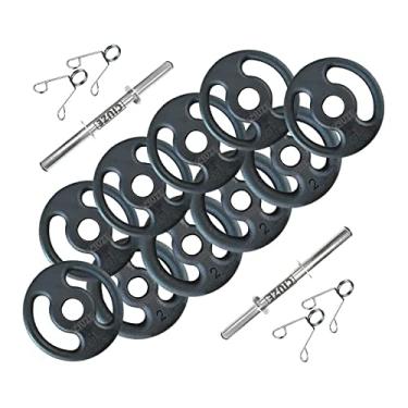 Imagem de CIUZE Kit de Halteres e Barras de Academia - 14kg + Barra 120m - Aço de Liga e Ferro Fundido - Fosfato Preto