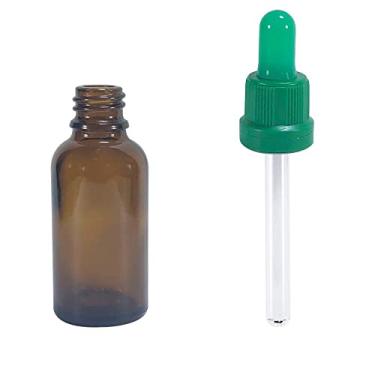 Imagem de Frasco de Vidro Âmbar 30ml conta gotas (20 Peças) Cor:Verde Folha