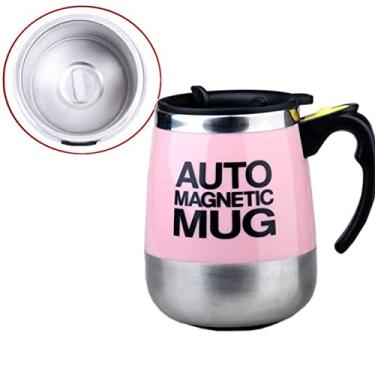 Imagem de Caneca Térmica Inox de Autoagitação Café Magnética Automática 450 ml, IBMKIDS (Rosa)