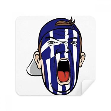 Imagem de Bandeira da Grécia Máscara Facial Maquiagem Cabeça Screaming Cap Óculos Pano Limpador de Tela Tecido Camurça Pacote com 2