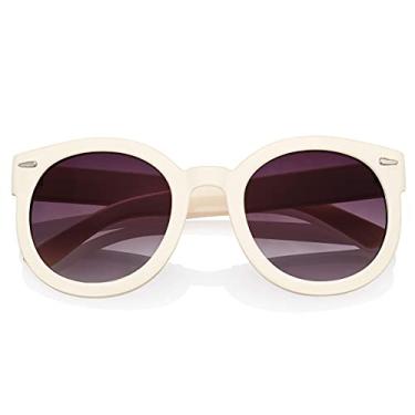 Imagem de grinderPUNCH Óculos de sol polarizados redondos modernos | Óculos de sol grandes modernos para mulheres e homens | Óculos de sol polarizados redondos retrô, Creme, X-Large