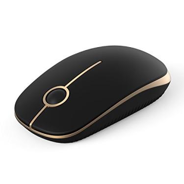 Imagem de Mouse sem fio – Mouse portátil fino de 2,4 G com nanoreceptor, mouse óptico móvel com menos ruído para notebook, PC, laptop, computador, Mac (preto e dourado)