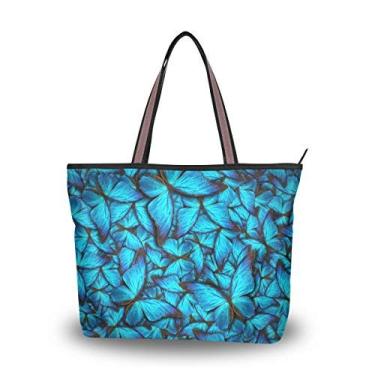 Imagem de Bolsa de ombro feminina My Daily com borboleta azul grande, Multi, Large