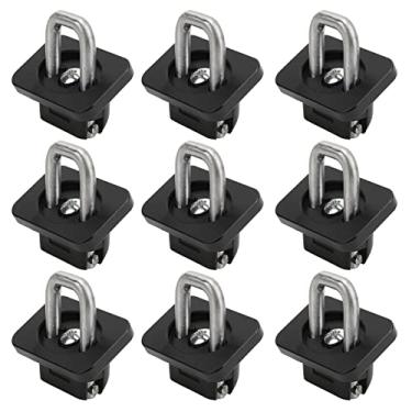 Imagem de Âncoras de amarração para cama de caminhão, anel de touro retrátil de 9 peças interno de rolamento de carga de 453 kg de substituição de âncora lateral para Silverado 2007-2021 (preto)