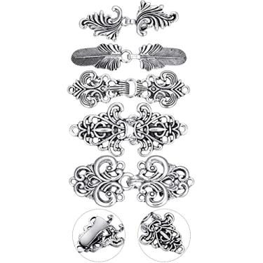 Imagem de Syhood 5 peças de clipes de xale com fecho de manto, cardigã, suéter, colarinho vintage, broches de capa retrô e alfinetes de xale prateados, Prata