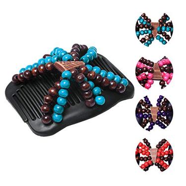 Imagem de Pente de cabelo mágico feminino Lovef 3 peças, com contas de madeira e pentes duplos laterais, clipes para fazer bolinhas, acessórios de cabelo, cor aleatória