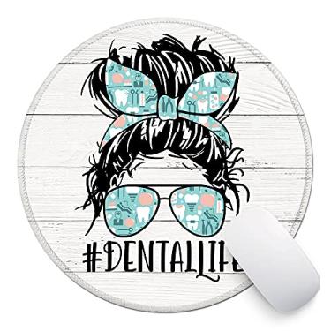 Imagem de ZHANTUONE Dental Life Mouse pad redondo com borracha antiderrapante e bordas costuradas acessórios de mesa presentes de escritório para mulheres amigas melhores amigas filha formatura amizade presente