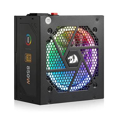 Imagem de Redragon Fonte de alimentação RGPS-850W 80+ Gold 850 Watt com ATX 3.1 e PCIe 5.1 atualizado totalmente modular, cabo 12VHPWR incluído, capacitores 100% japoneses, ventilador RGB de baixo ruído ECO