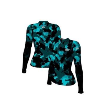 Imagem de Camiseta Pesca Uv50 Mar Negro Feminina Premium Camuflada - Tam M