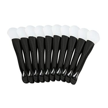 Imagem de 10 peças de escova de máscara facial, dupla face com colher de silicone macio alça preta pincel aplicador