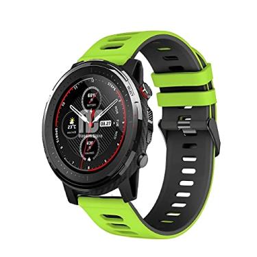 Imagem de Pulseira NSmart compatível com Amazfit GTR 47MM / GTR 2 / GTR 2e / GTR 3 / GTR 4 (Verde claro com preto)