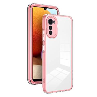 Imagem de WANRI Capa de telefone capa transparente para Motorola Moto E32 4G, capa de telefone transparente de corpo inteiro, capa protetora fina projetada capa de absorção de choque anti-riscos (Cor: rosa)