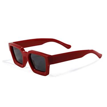 Imagem de Óculos de Sol Quadrado TR90 Masculino Óculos de Sol Polarizado Feminino Designer de Moda Óculos Driving UV400,C04 Vermelho,Tamanho único