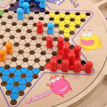 Imagem de 01 02 015 Jogo de mesa 10 em 1 de damas chinesas de madeira, com base para uso doméstico