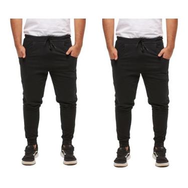 Imagem de Kit Com 02 Calças De Moletom Masculina Slim Skinny Sport Luxo - Wooks