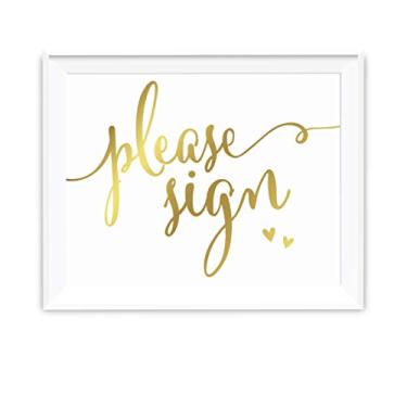 Imagem de Andaz Press Placas de festa de casamento, impressão de tinta dourada metálica, conjunto 1, PLEASE SIGN, 1