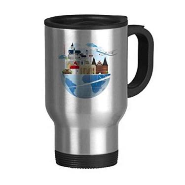 Imagem de Caneca de viagem de avião alemão Landmark Journey com tampa flip em aço inoxidável copo de carro copo térmico