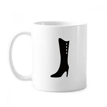 Imagem de Simple Graphics Botas de cano alto pretas Caneca de cerâmica para café xícara de porcelana louça