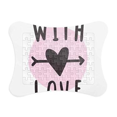 Imagem de with You Love Moldura de quebra-cabeça rosa estilo citação jogo de papel para casa