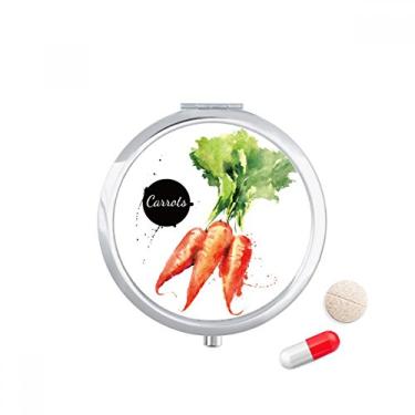 Imagem de Estojo de comprimidos de aquarela saboroso e saudável com vegetais cenoura, caixa de armazenamento de remédios