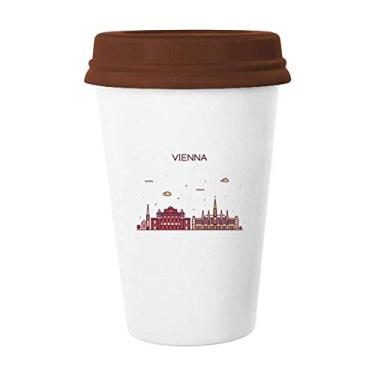 Imagem de Caneca de cerâmica Vienna Áustria com padrão de marco plano para café e copo de cerâmica